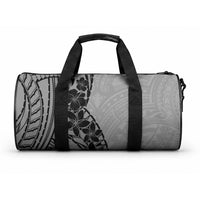Black Gray Polynesia Tropical Flowers Duffle Bag