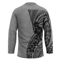 Black Gray Polynesia Tropical Flowers Hockey Jersey LT14 - Polynesian Pride