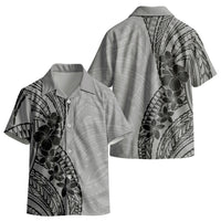 Black Gray Polynesia Tropical Flowers Kid Hawaiian Shirt LT14 - Polynesian Pride