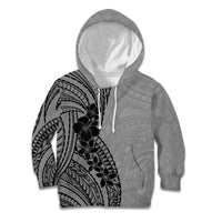 Black Gray Polynesia Tropical Flowers Kid Hoodie LT14 Hoodie Gray - Polynesian Pride
