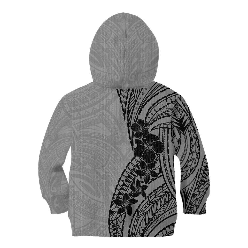 Black Gray Polynesia Tropical Flowers Kid Hoodie LT14 - Polynesian Pride