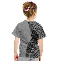 Black Gray Polynesia Tropical Flowers Kid T Shirt LT14 - Polynesian Pride