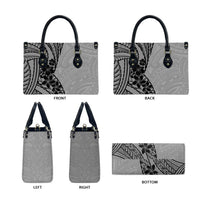 Black Gray Polynesia Tropical Flowers Leather Bag LT14 - Polynesian Pride