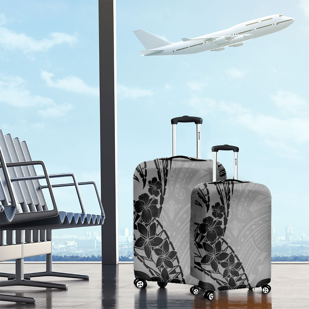 Black Gray Polynesia Tropical Flowers Luggage Cover LT14 - Polynesian Pride