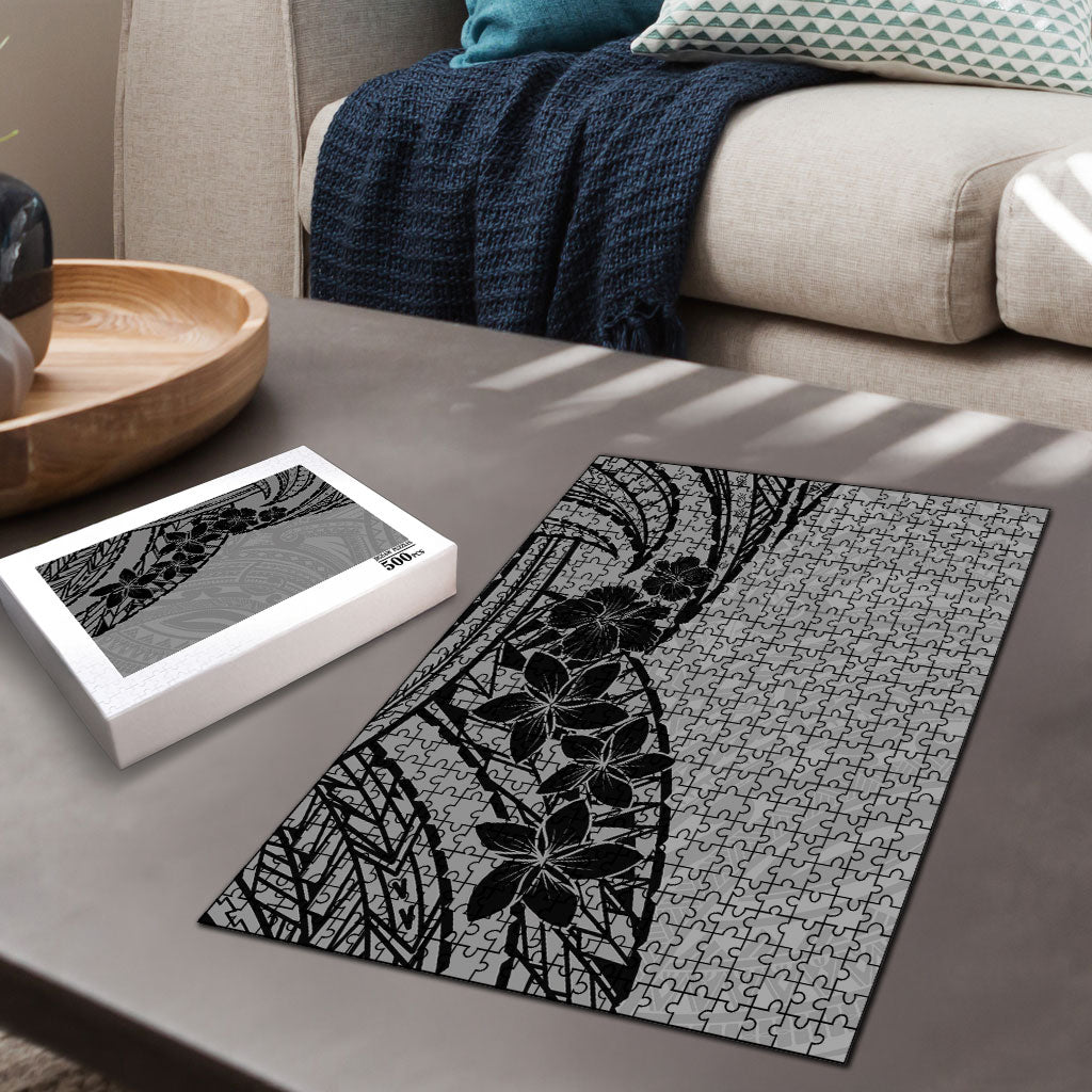Black Gray Polynesia Tropical Flowers Puzzle LT14 - Polynesian Pride