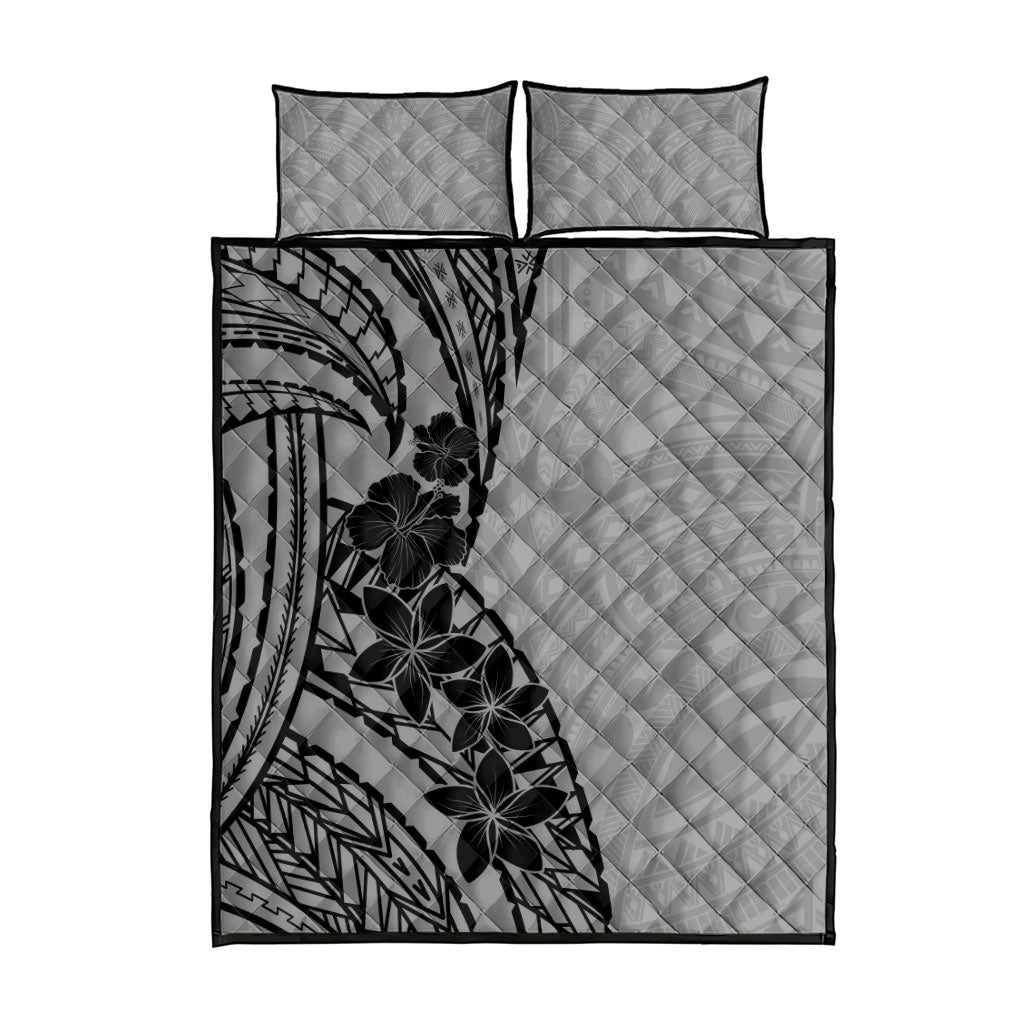Black Gray Polynesia Tropical Flowers Quilt Bed Set LT14 - Polynesian Pride