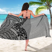 Black Gray Polynesia Tropical Flowers Sarong