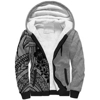 Black Gray Polynesia Tropical Flowers Sherpa Hoodie LT14 Unisex Gray - Polynesian Pride