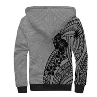 Black Gray Polynesia Tropical Flowers Sherpa Hoodie LT14 - Polynesian Pride