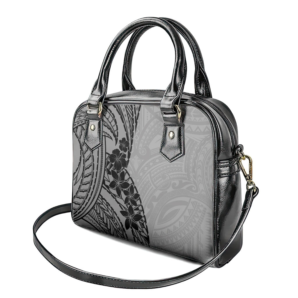 Black Gray Polynesia Tropical Flowers Shoulder Handbag LT14 - Polynesian Pride