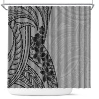 Black Gray Polynesia Tropical Flowers Shower Curtain