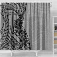 Black Gray Polynesia Tropical Flowers Shower Curtain