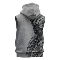 Black Gray Polynesia Tropical Flowers Sleeveless Hoodie LT14 - Polynesian Pride