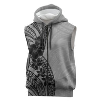 Black Gray Polynesia Tropical Flowers Sleeveless Zip Hoodie LT14 Gray - Polynesian Pride
