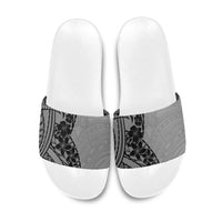 Black Gray Polynesia Tropical Flowers Slide Sandals LT14 Gray - Polynesian Pride
