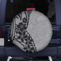 Black Gray Polynesia Tropical Flowers Spare Tire Cover LT14 No hole Gray - Polynesian Pride
