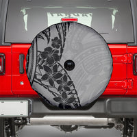 Black Gray Polynesia Tropical Flowers Spare Tire Cover LT14 - Polynesian Pride