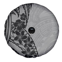 Black Gray Polynesia Tropical Flowers Spare Tire Cover LT14 - Polynesian Pride