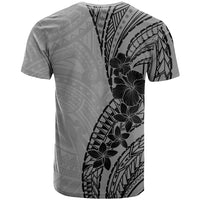 Black Gray Polynesia Tropical Flowers T Shirt LT14 - Polynesian Pride