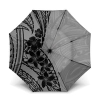 Black Gray Polynesia Tropical Flowers Umbrella LT14 One Size Folded 11.42 inch Opened Diameter 37.4 inch Gray - Polynesian Pride