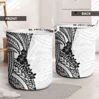Black White Polynesia Tropical Flowers Laundry Basket LT14 - Polynesian Pride