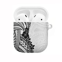 Black White Polynesia Tropical Flowers AirPods Case LT14 White - Polynesian Pride