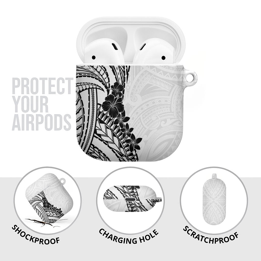 Black White Polynesia Tropical Flowers AirPods Case LT14 - Polynesian Pride