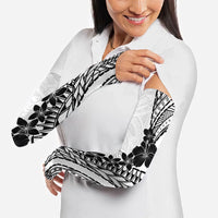 Black White Polynesia Tropical Flowers Arm Sleeves LT14 - Polynesian Pride