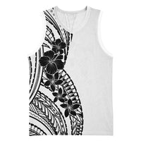 Black White Polynesia Tropical Flowers Basketball Jersey LT14 Unisex White - Polynesian Pride