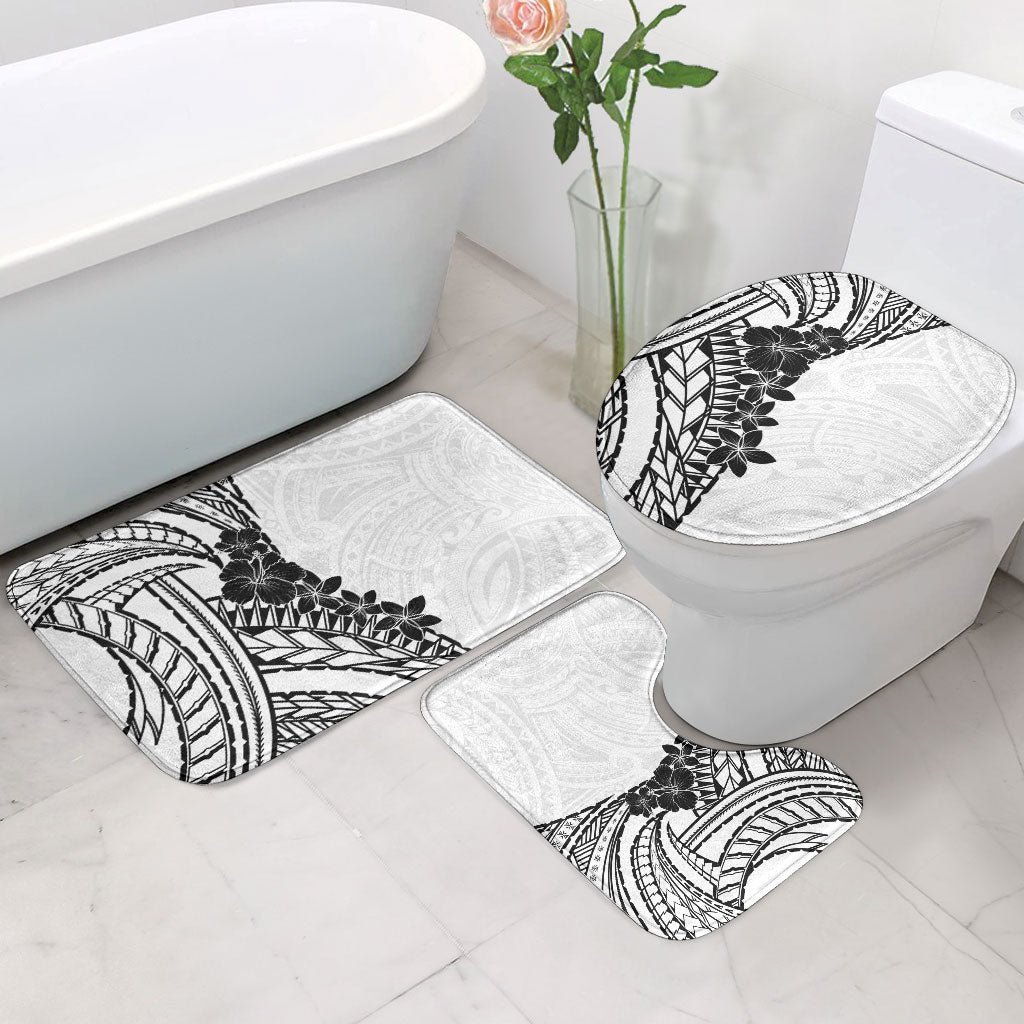 Black White Polynesia Tropical Flowers Bathroom Set LT14 - Polynesian Pride