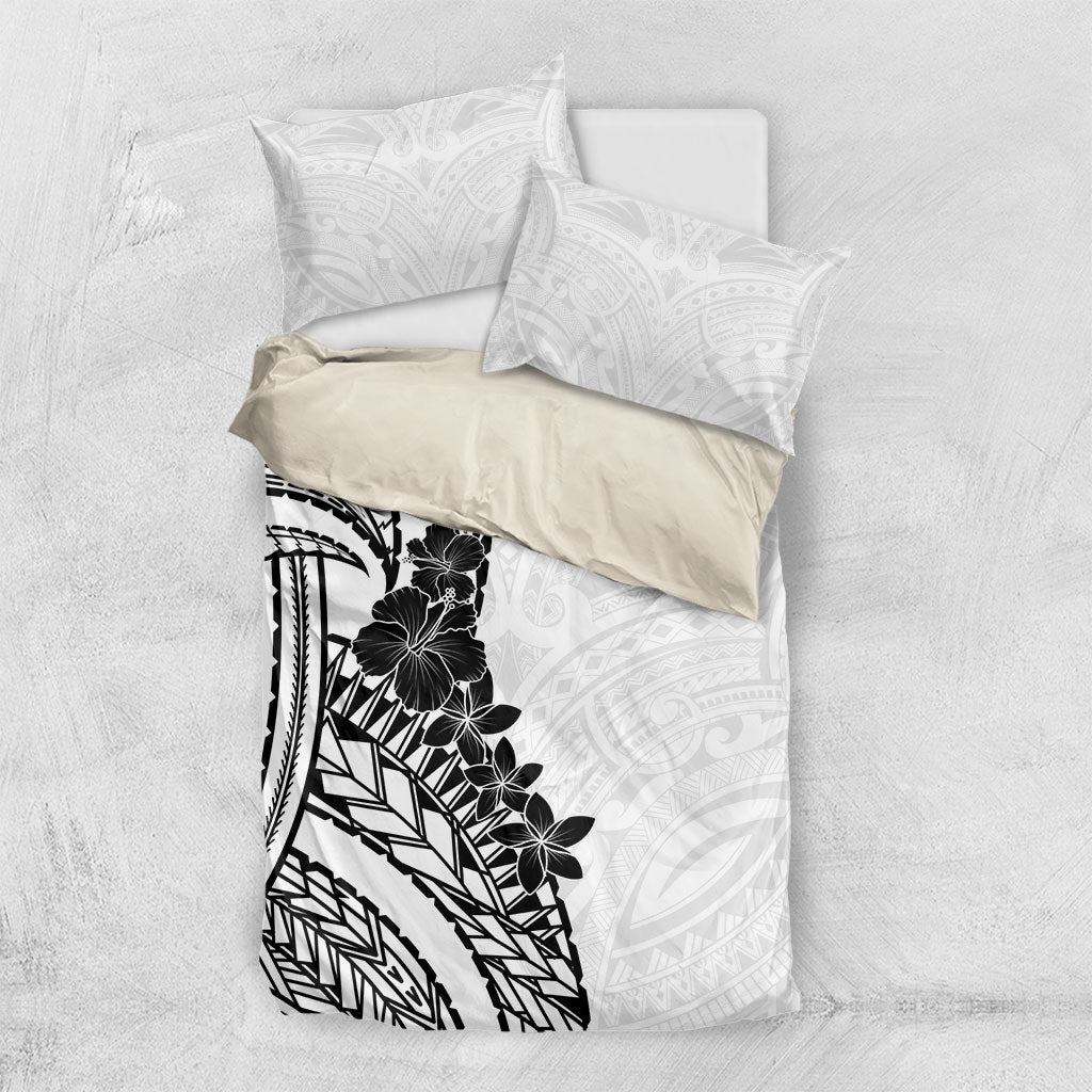 Black White Polynesia Tropical Flowers Bedding Set LT14 US Twin 172cm x 218cm White - Polynesian Pride