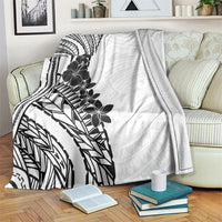 Black White Polynesia Tropical Flowers Blanket