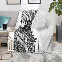 Black White Polynesia Tropical Flowers Blanket