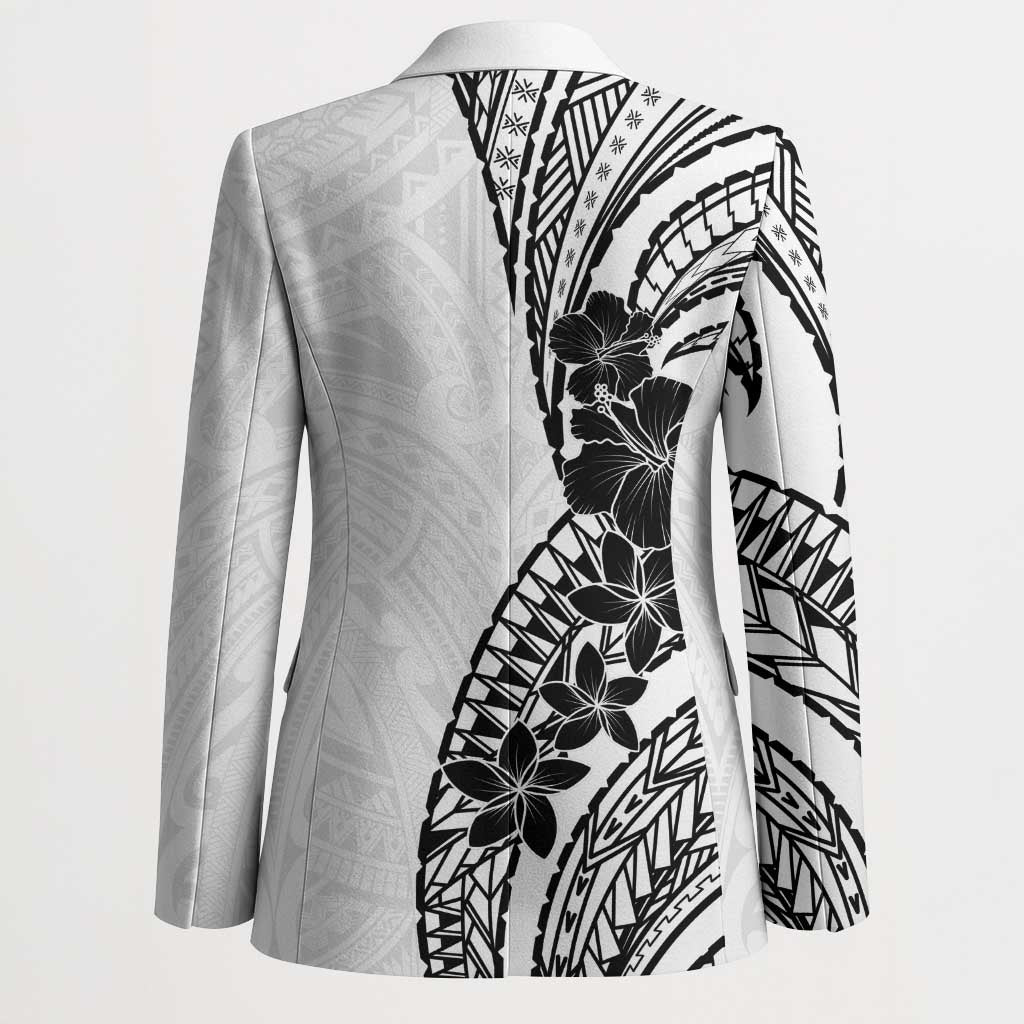 Black White Polynesia Tropical Flowers Blazer LT14 - Polynesian Pride