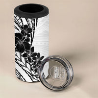 Black White Polynesia Tropical Flowers 4 in 1 Can Cooler Tumbler LT14 - Polynesian Pride