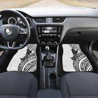 Black White Polynesia Tropical Flowers Car Mats
