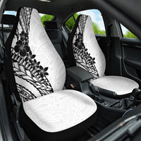Black White Polynesia Tropical Flowers Car Seat Cover LT14 One Size White - Polynesian Pride