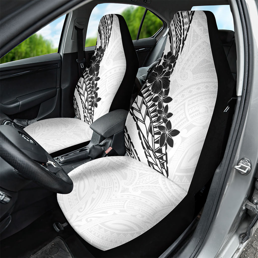 Black White Polynesia Tropical Flowers Car Seat Cover LT14 - Polynesian Pride