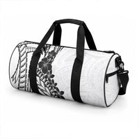 Black White Polynesia Tropical Flowers Duffle Bag LT14 - Polynesian Pride
