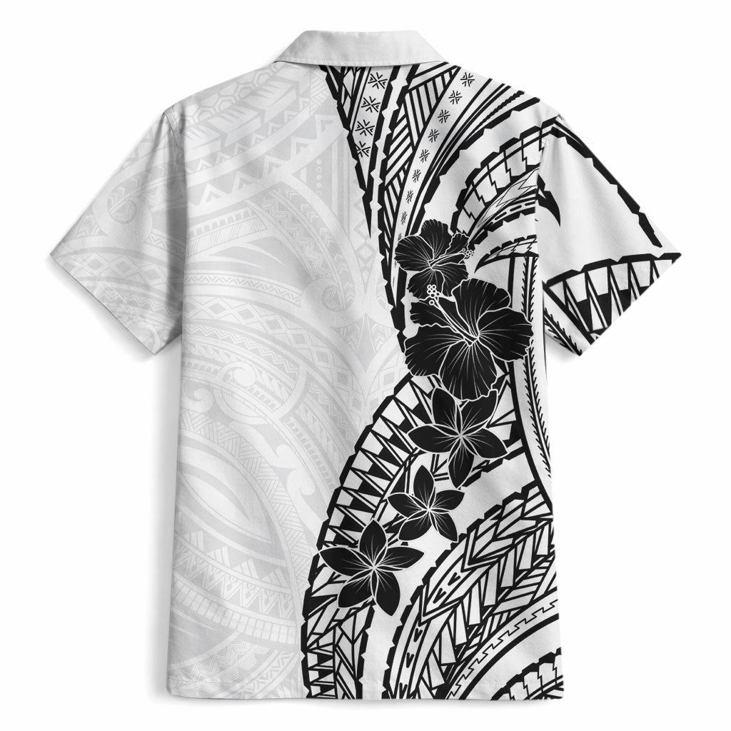 Black White Polynesia Tropical Flowers Hawaiian Shirt LT14 - Polynesian Pride