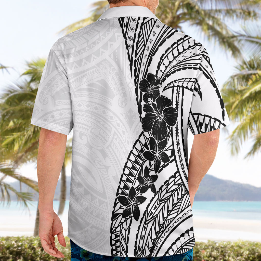 Black White Polynesia Tropical Flowers Hawaiian Shirt LT14 - Polynesian Pride