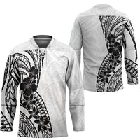 Black White Polynesia Tropical Flowers Hockey Jersey LT14 - Polynesian Pride