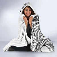 Black White Polynesia Tropical Flowers Hooded Blanket LT14 - Polynesian Pride