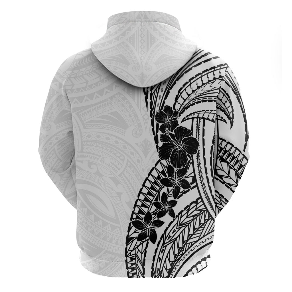 Black White Polynesia Tropical Flowers Hoodie LT14 - Polynesian Pride