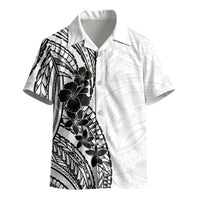 Black White Polynesia Tropical Flowers Kid Hawaiian Shirt LT14 - Polynesian Pride