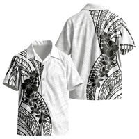 Black White Polynesia Tropical Flowers Kid Hawaiian Shirt LT14 - Polynesian Pride