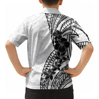 Black White Polynesia Tropical Flowers Kid Hawaiian Shirt LT14 - Polynesian Pride