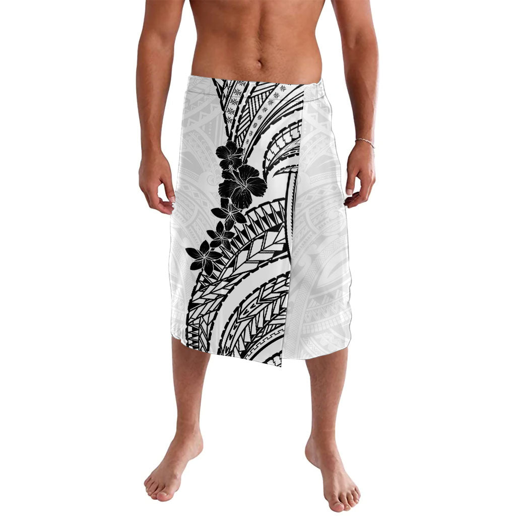 Black White Polynesia Tropical Flowers Lavalava