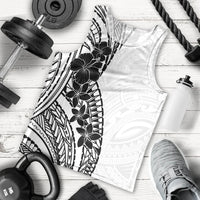 Black White Polynesia Tropical Flowers Men Tank Top