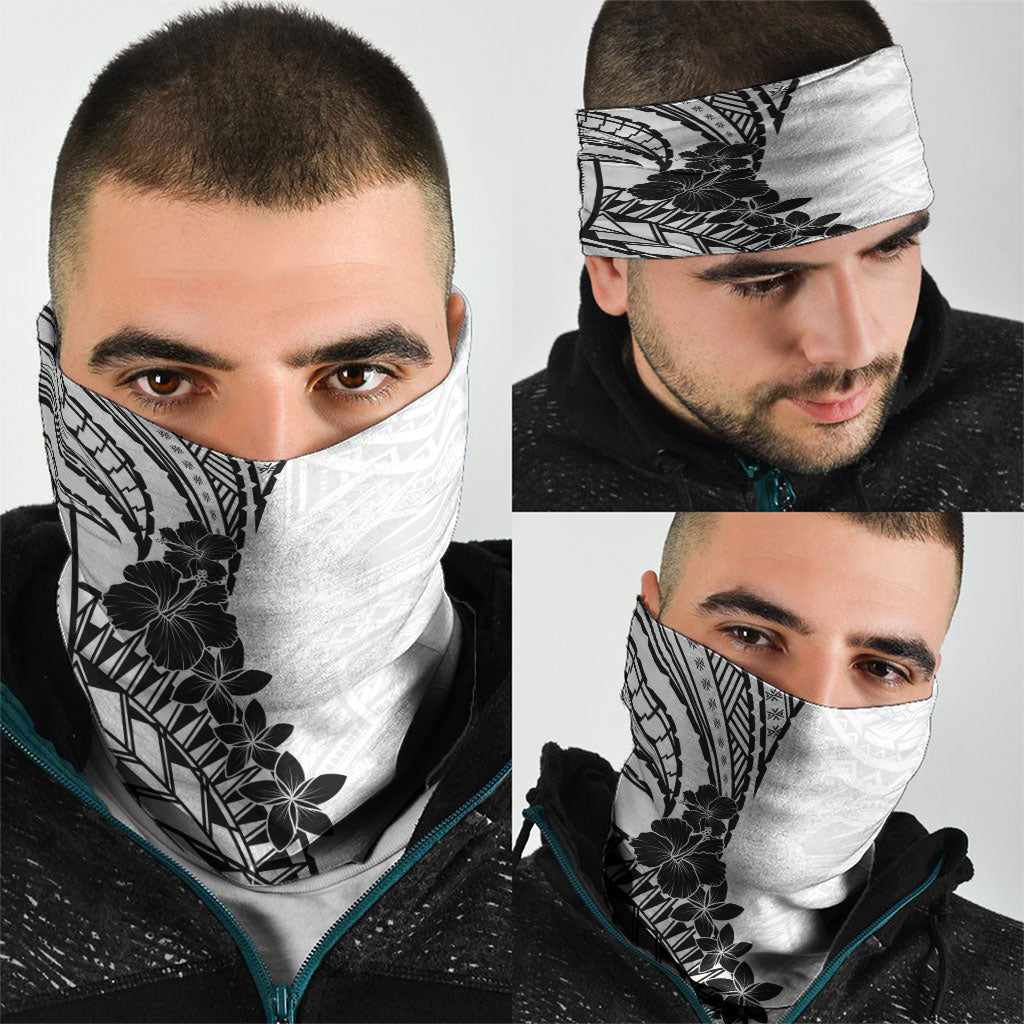 Black White Polynesia Tropical Flowers Neck Gaiter LT14 - Polynesian Pride